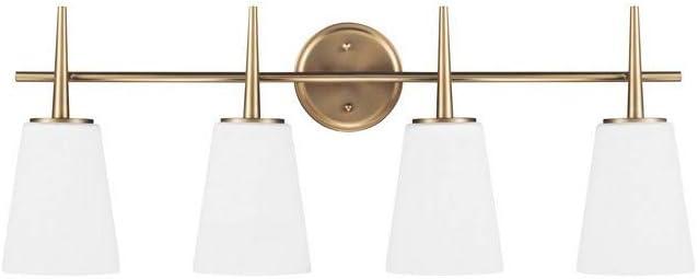 Modern Brass Finish Four-Light Bathroom Vanity Fixture