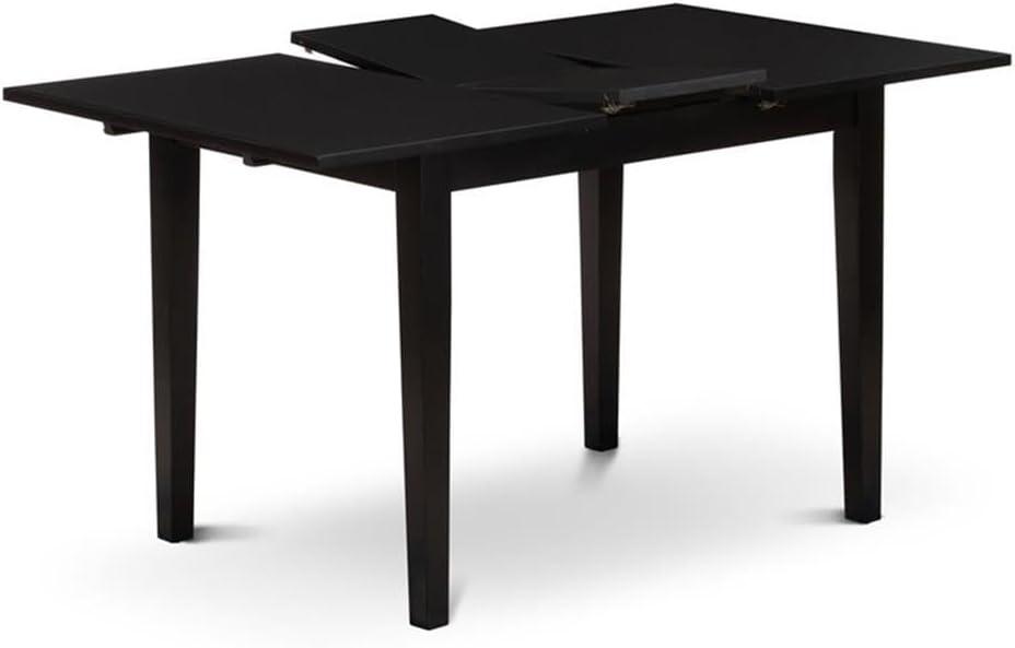 Norden Rectangular Modern Dining Table with Black Table Top Surface & Solid Wood Rectangular Legs