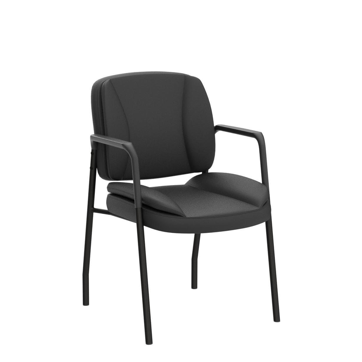 Furniwell Office Guest Chair Waiting Room Reception Chairs Set of 2, PU Leather Executive Desk Chair with Padded Armrests for Meeting Conference (Black)