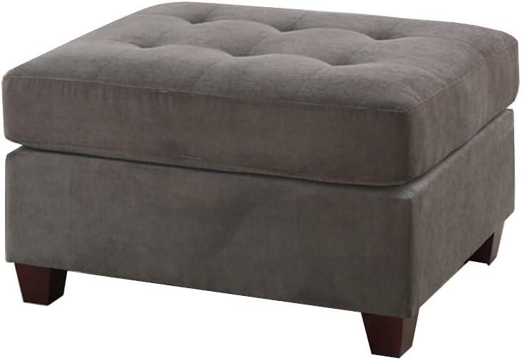 Poundex Furniture Fabric Cocktail Ottoman in Charcoal Gray Color