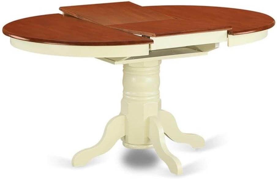 East West Furniture Avon Oval Wood Butterfly Leaf Dining Table in Cherry/White