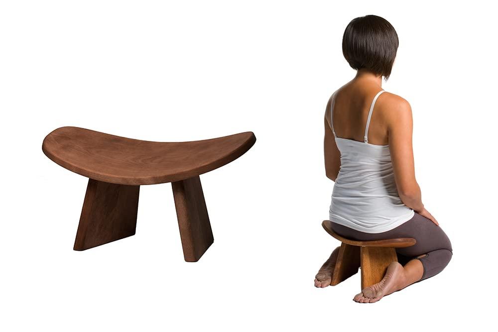 Meditation Bench IKUKO Original, Portable Version with Bag, Locally Handmade Wooden Kneeling Ergonomic Seiza Seat, Prana Yoga - 2 Colors, 3 Height Sizes