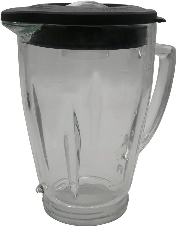 6-Cup Clear Glass Blender Jar with Black Lid