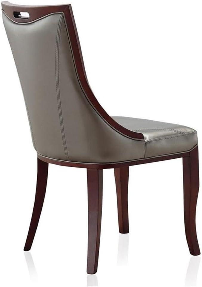 Silver Faux Leather and Walnut Wood Dining Chair Set