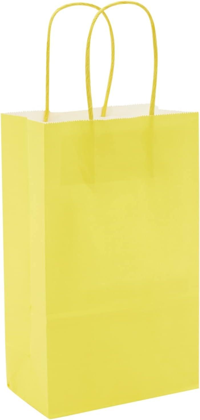 Blue Panda 25 Pack Small Paper Gift Bags with Handles for Party Favors, Bulk Shopping Merchandise Bags, Yellow