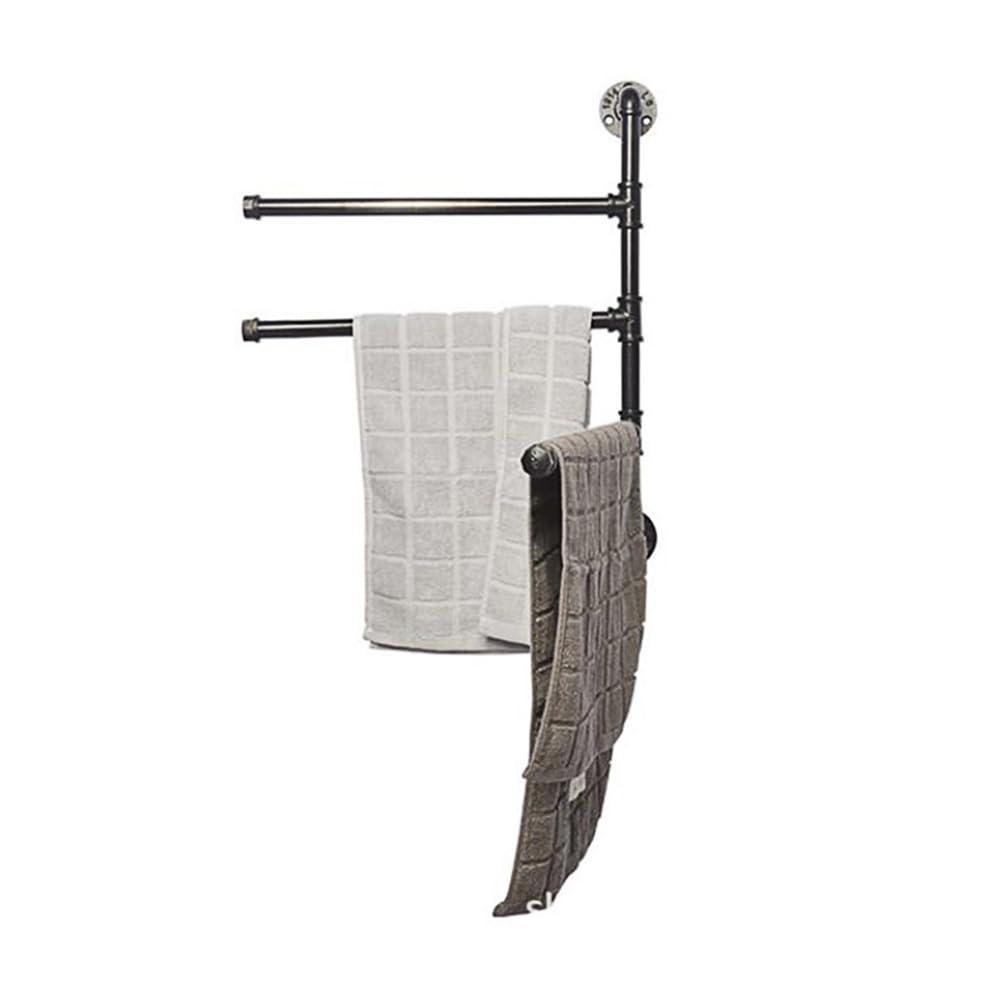 HEMOTON Industrial Pipe 3-Bar Towel Rack Heavy Duty Swivel Towel Rack for Bathroom