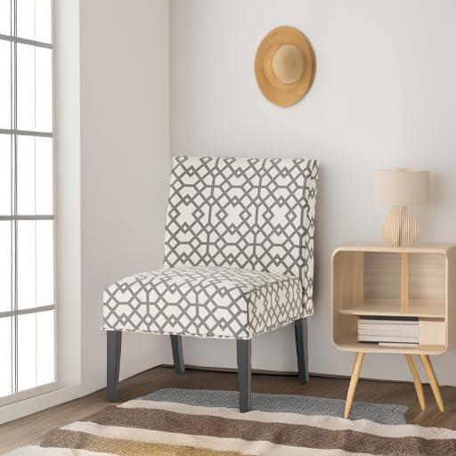 Kassi Accent Chair Gray Geometric Patterned - Christopher Knight Home: Polyester Upholstery, Rubberwood Frame