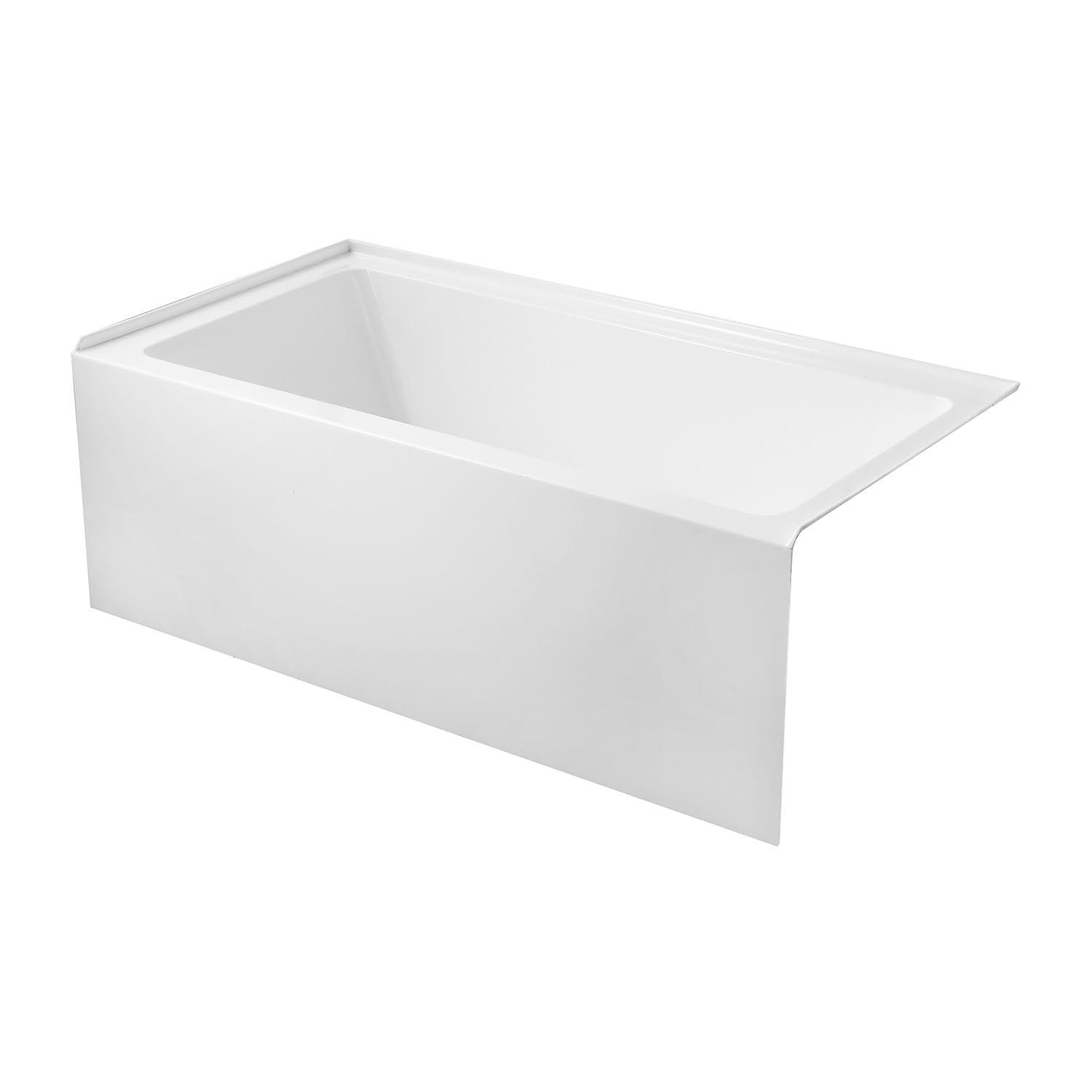 Kingston Brass Aqua Eden 60-Inch Acrylic Rectangular 3-Wall Alcove Tub, Hand Drain Hole