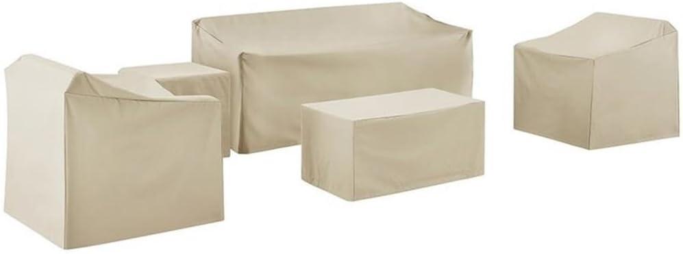 Crosley Furniture 5 Piece Outdoor Vinyl Sofa Cover Set in Tan