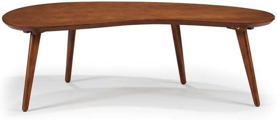 Mid-Century Modern Castanho Pine Wood Oval Coffee Table