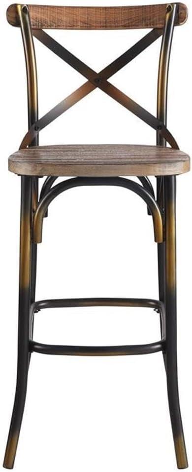 Acme Furniture Zaire Bar Chair in Antique Copper and Antique Oak Indoor