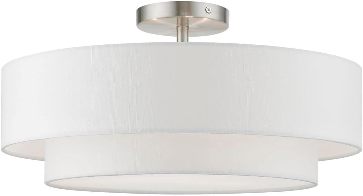 Livex Lighting Meridian 3 - Light Semi-Flush Mount in  Brushed Nickel