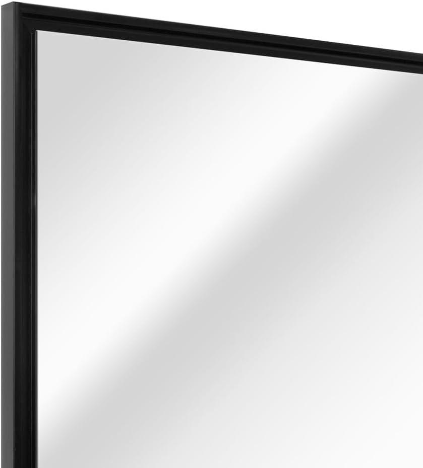 Head West Glossy Black Rectangular Edge-to-Edge Float Framed Accent Wall Vanity Mirror - 26 x 32