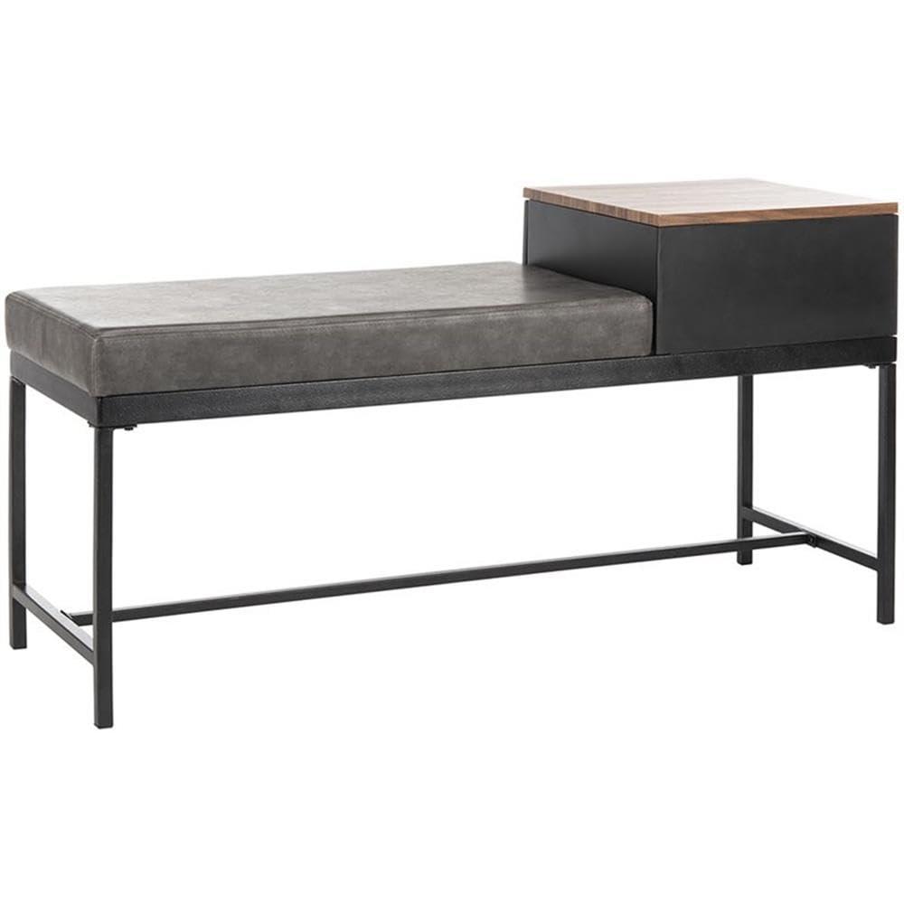 Maruka Bench with Storage - Brown/Grey - Safavieh
