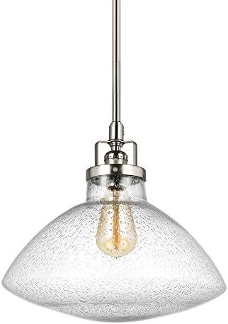 Brushed Nickel Clear Seeded Glass Pendant Light