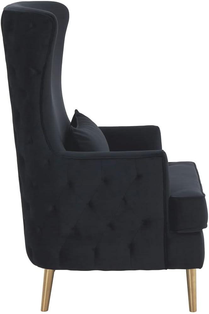 TOV Furniture Alina Black Tall Tufted Back Chair