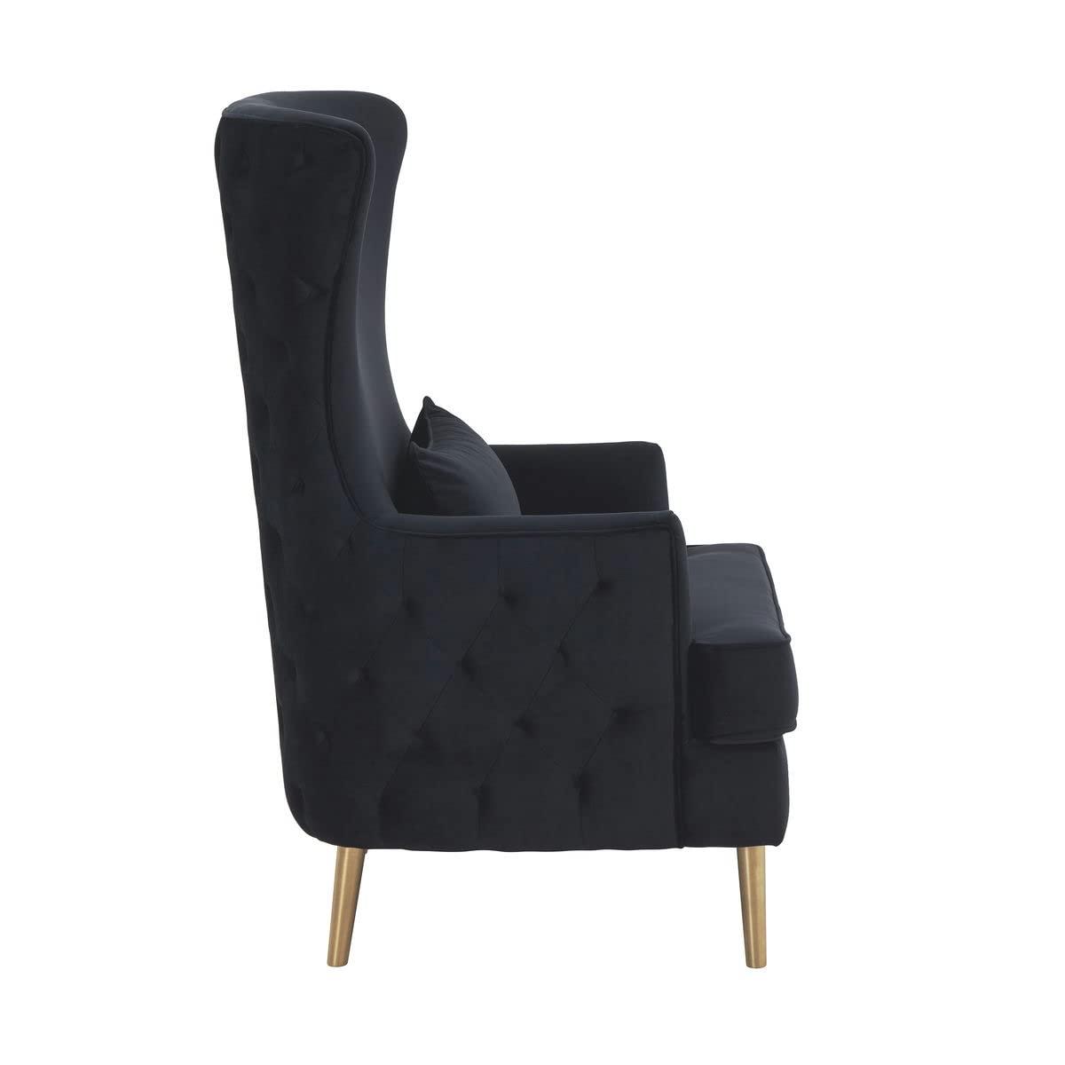 TOV Furniture Alina Black Tall Tufted Back Chair