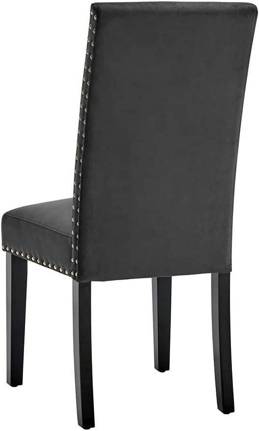 Modway Silver Orchid Lind Velvet Nailhead Trim Dining Side Chairs