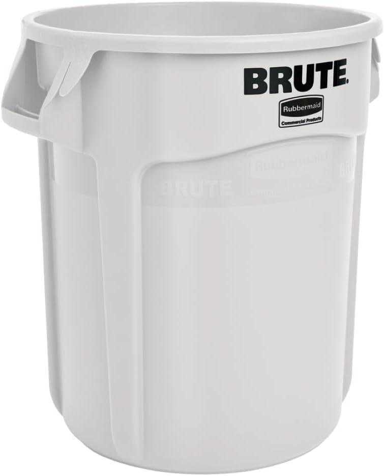 White 10-Gallon Plastic Outdoor Garbage Receptacle