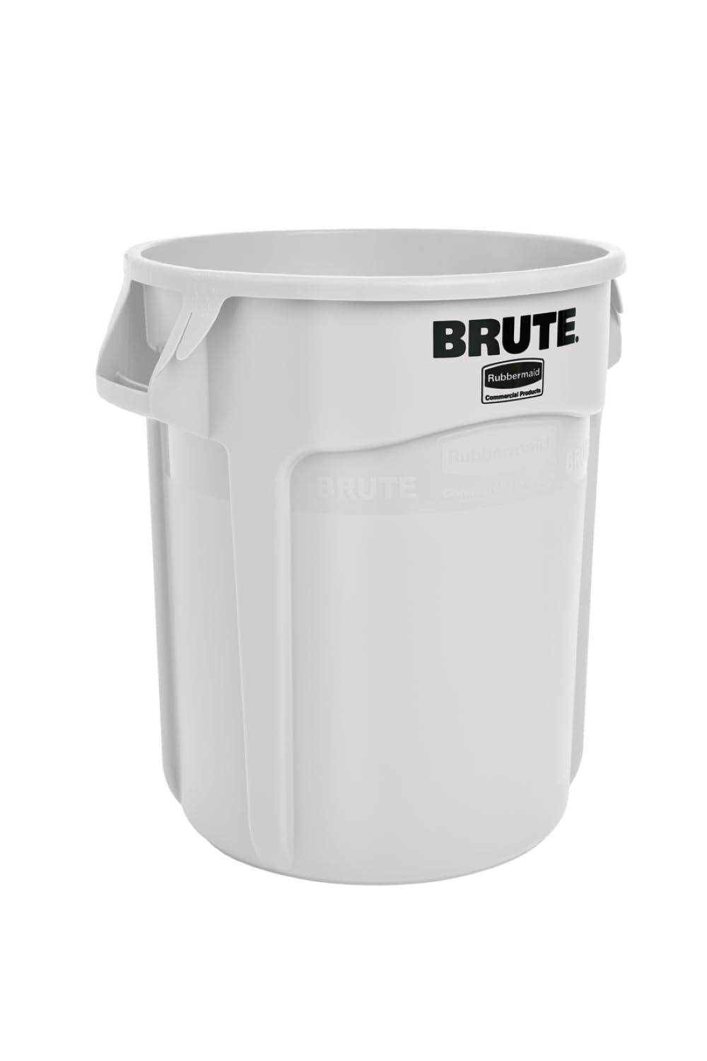 Rubbermaid Commercial Vented Round Brute Container, 10 gal, Plastic, White