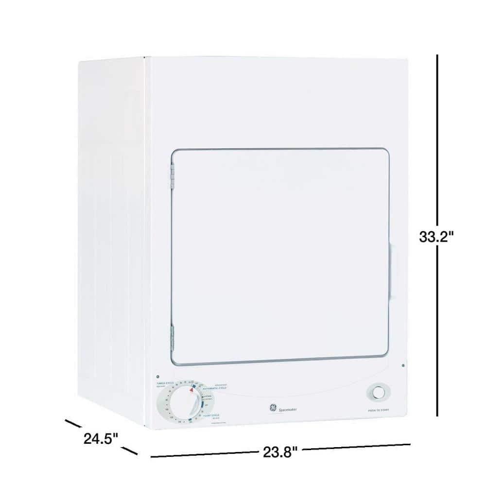 Compact White Stackable Electric Dryer with DuraDrum Interior