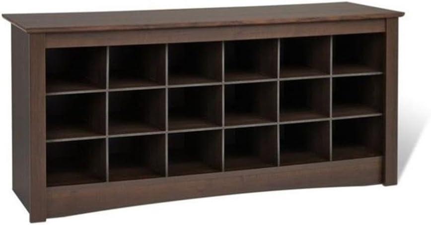 Shoe Cubbie Storage Bench Espresso Brown - Prepac: Entryway Organizer, 18 Compartments