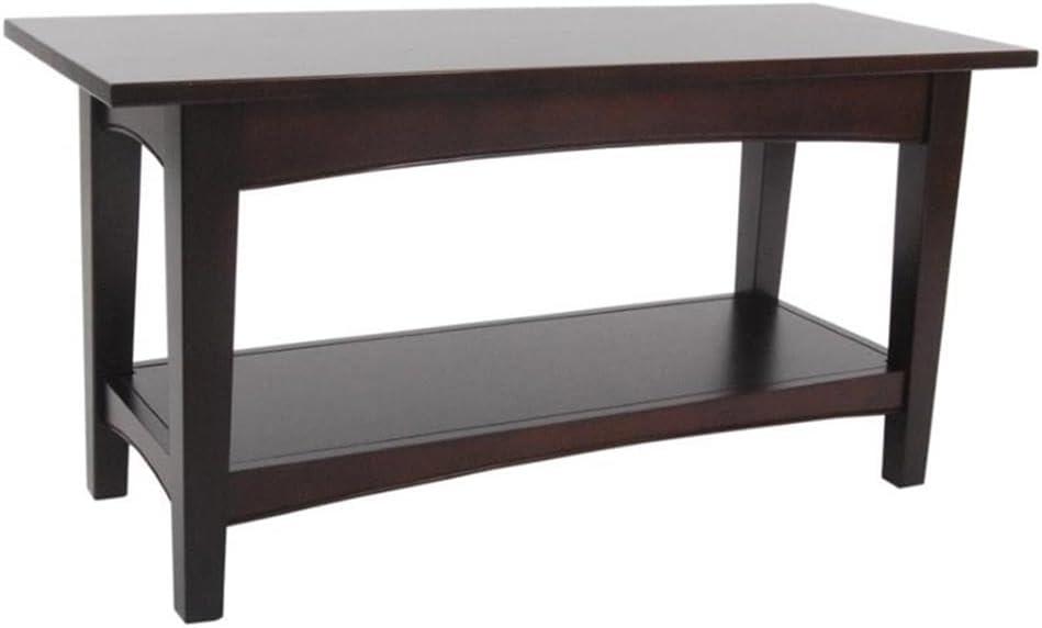 Alaterre Shaker Cottage Bench with Shelf, Espresso