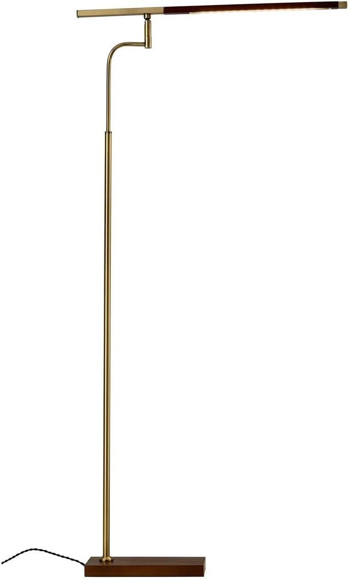 50.5" x 62.5" 3-way Barrett Floor Lamp: LED, Walnut Wood, Touch Sensor - Adesso