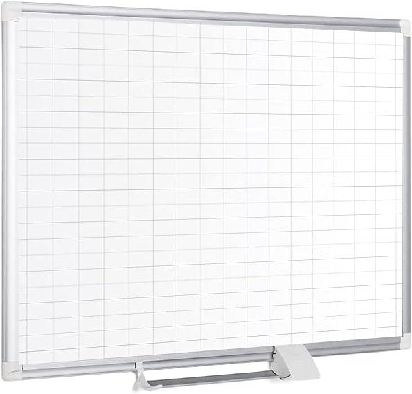 Grid Planning Board, 1 x 2 Grid, 48 x 36, White/Silver