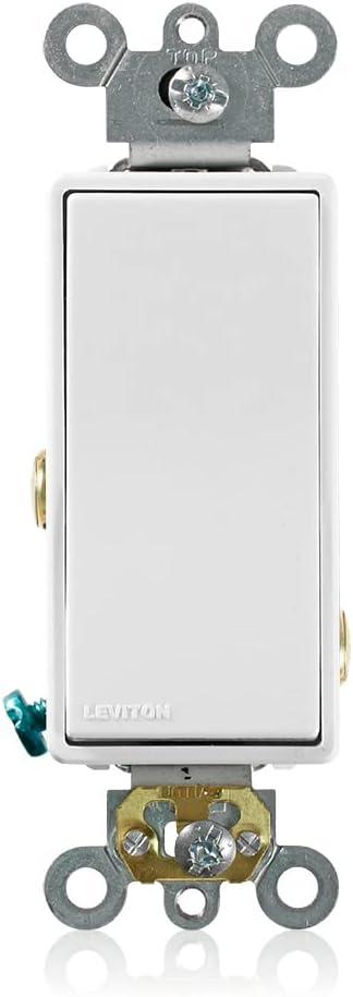 Leviton 56080-2W 3A, 24V AC/DC Low Voltage Momentary Contact Single Pole Single Throw Decora Plus Switch, Center Off, Commercial Spec Grade - WHITE