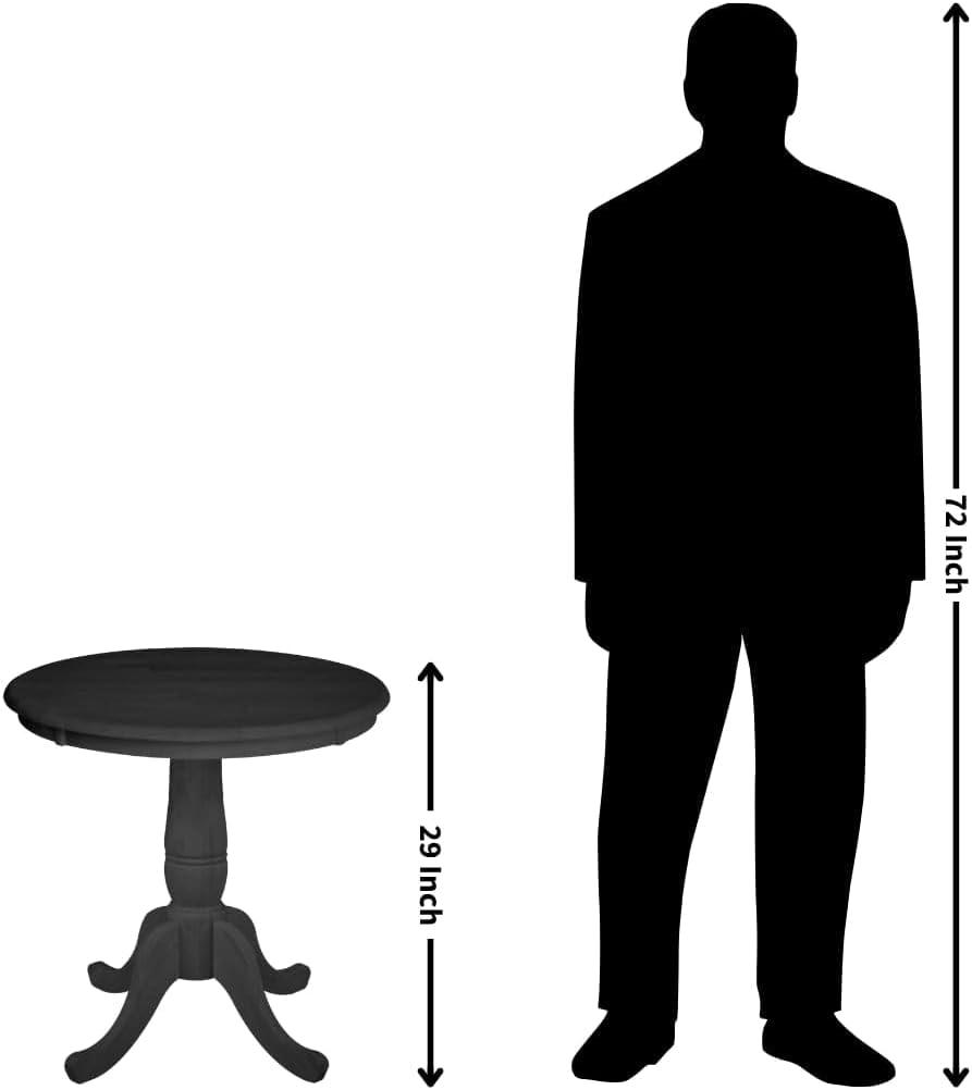 International Concepts Morgan 30" Round Top Pedestal Dining Table  Unfinished: Mid-Century Modern, Seats 4, Wood Frame