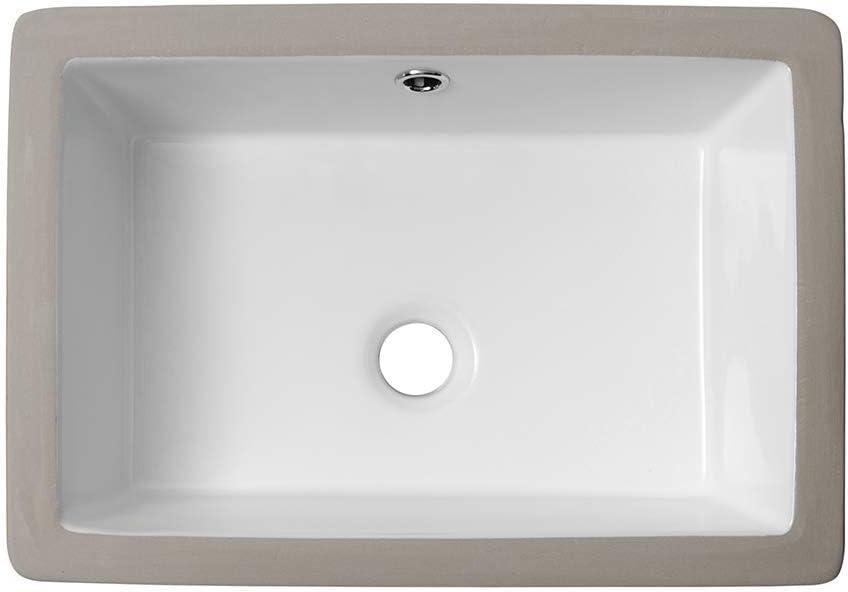 18" L x 14" W Undermount White Ceramic Rectangle Sink Under Counter Basin Bathroom Sink