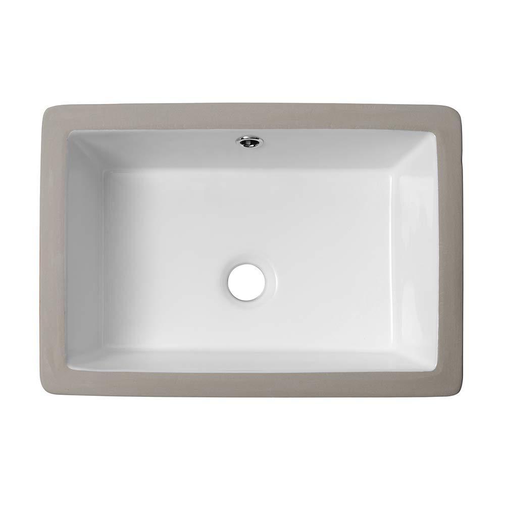 18" L x 14" W Undermount White Ceramic Rectangle Sink Under Counter Basin Bathroom Sink