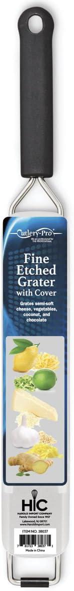 Black Handle Stainless Steel Fine Etched Grater Zester with Cover