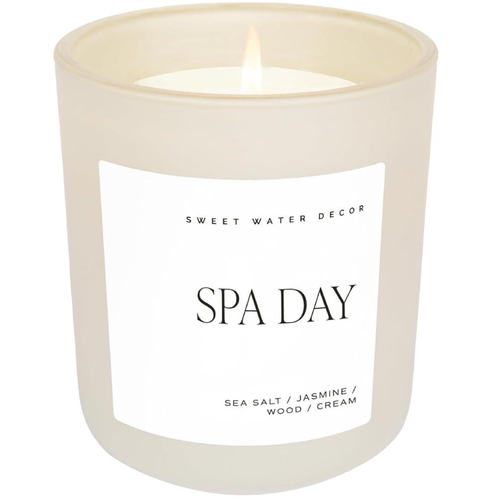 Spa Day Tan Matte Jar Soy Candle with Sea Salt and Jasmine