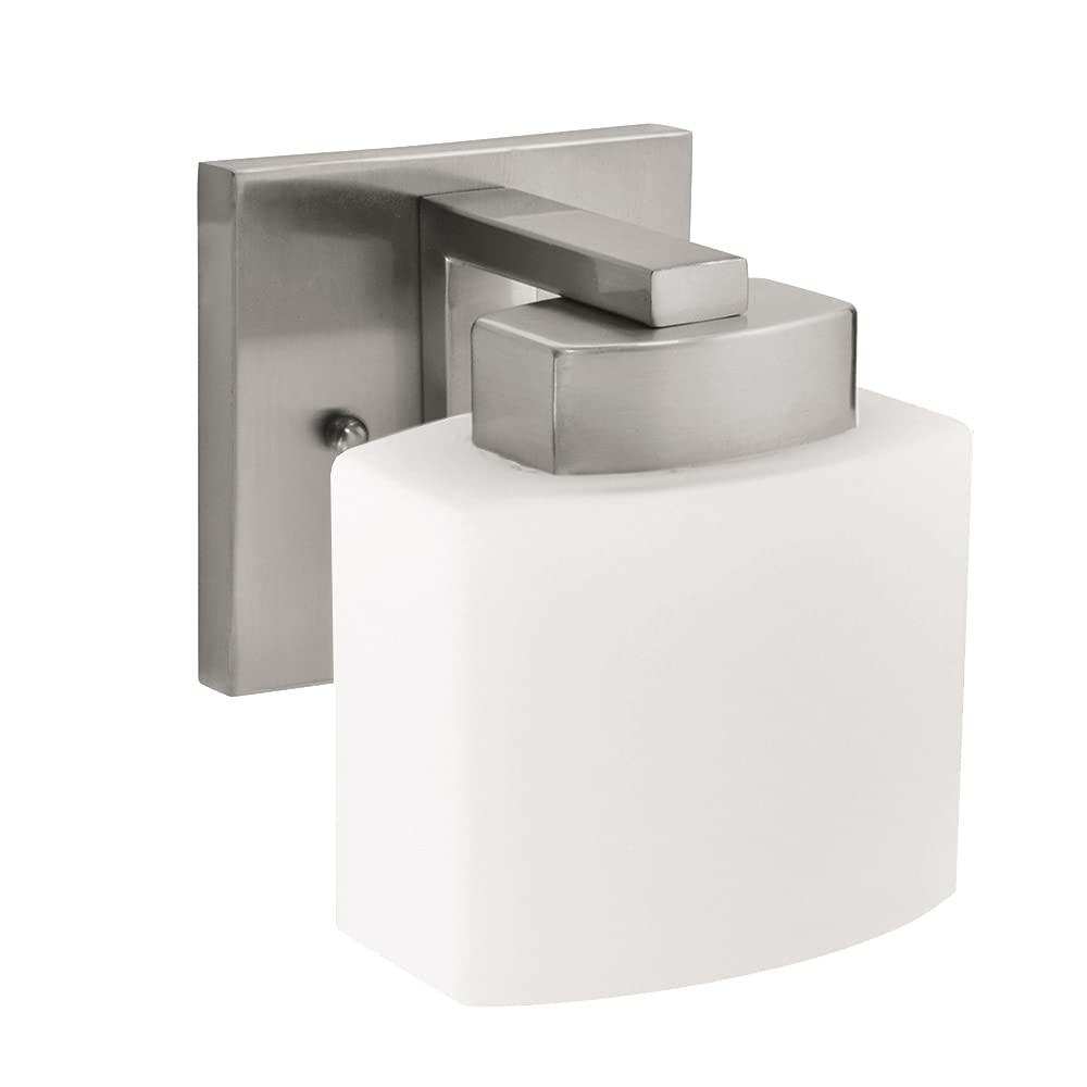 Design House Dove Creek Dimmable Wall Light Sconce with Frosted Glass, Satin Nickel