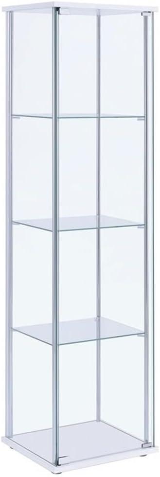 Bowery Hill Modern Metal 4 Shelf Glass Display Case in White