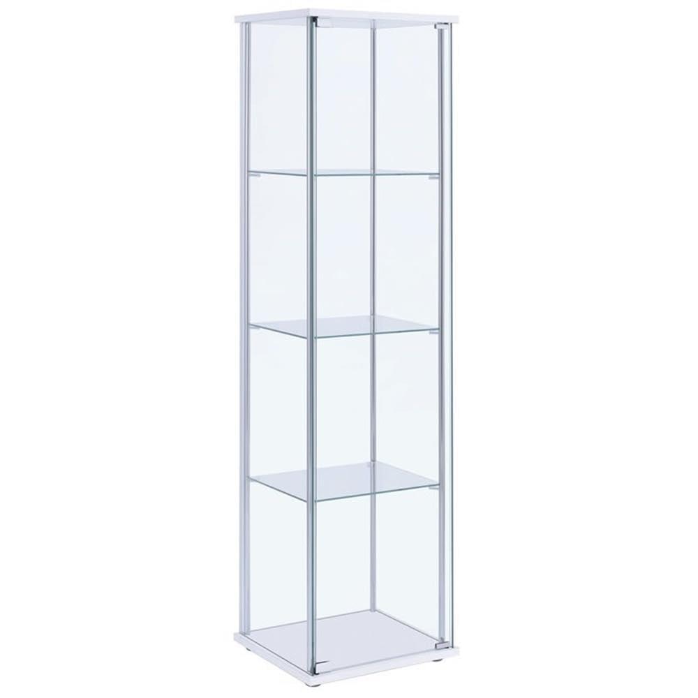 Bowery Hill Modern Metal 4 Shelf Glass Display Case in White