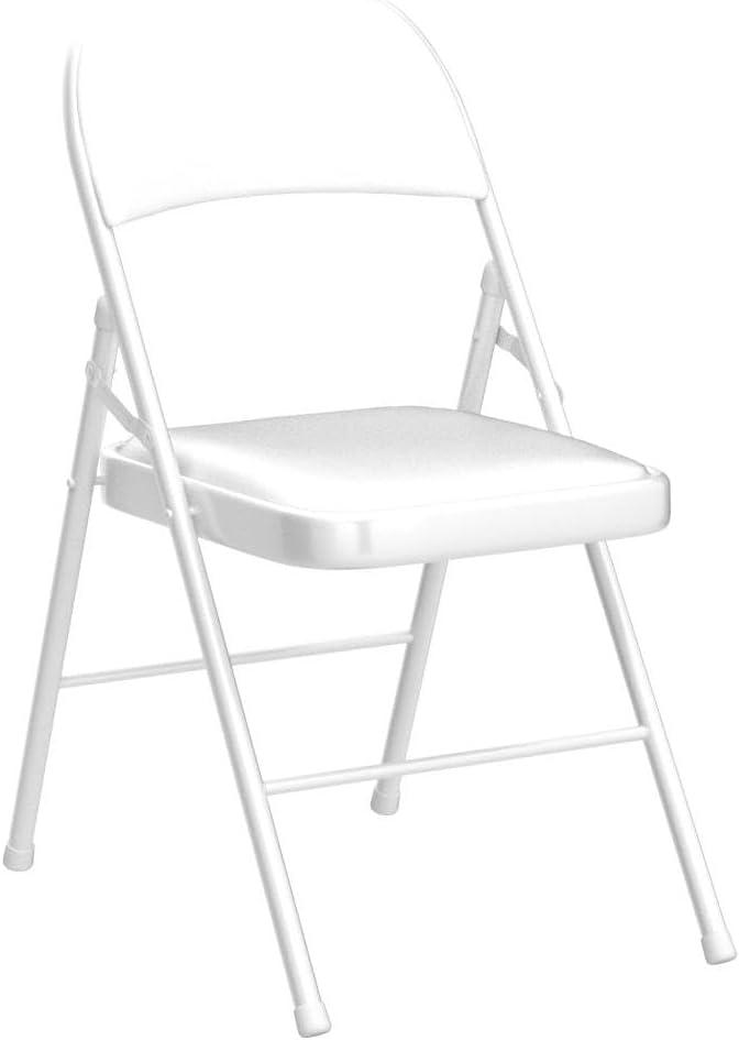 Folding Chairs with Padded Cushion and Back, 6pcs Potable Iron & PVC Durable Chairs for Indoor and Outdoor, School, Office and Garden Party, White