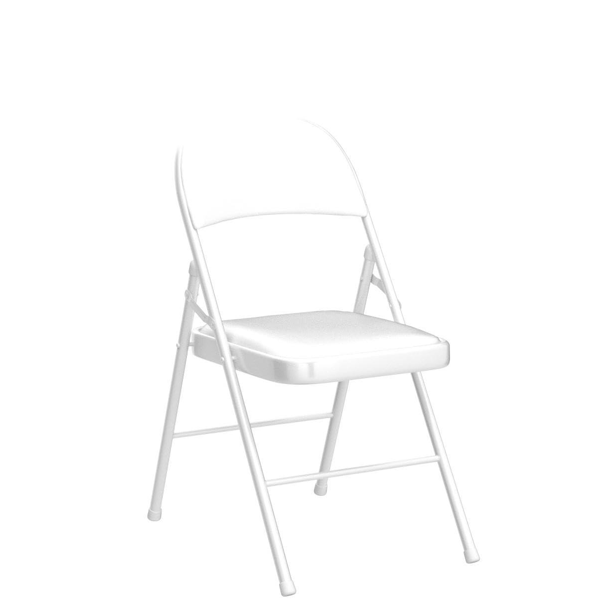 Folding Chairs with Padded Cushion and Back, 6pcs Potable Iron & PVC Durable Chairs for Indoor and Outdoor, School, Office and Garden Party, White