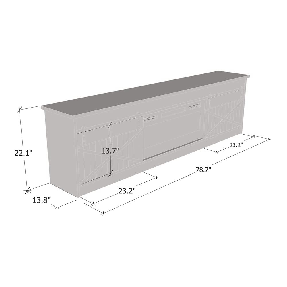 Granero BL-EF Fireplace TV Stand for TVs up to 90", Modern High Gloss 79" Entertainment Center, Electric Fireplace TV Media Console with Storage Cabinets