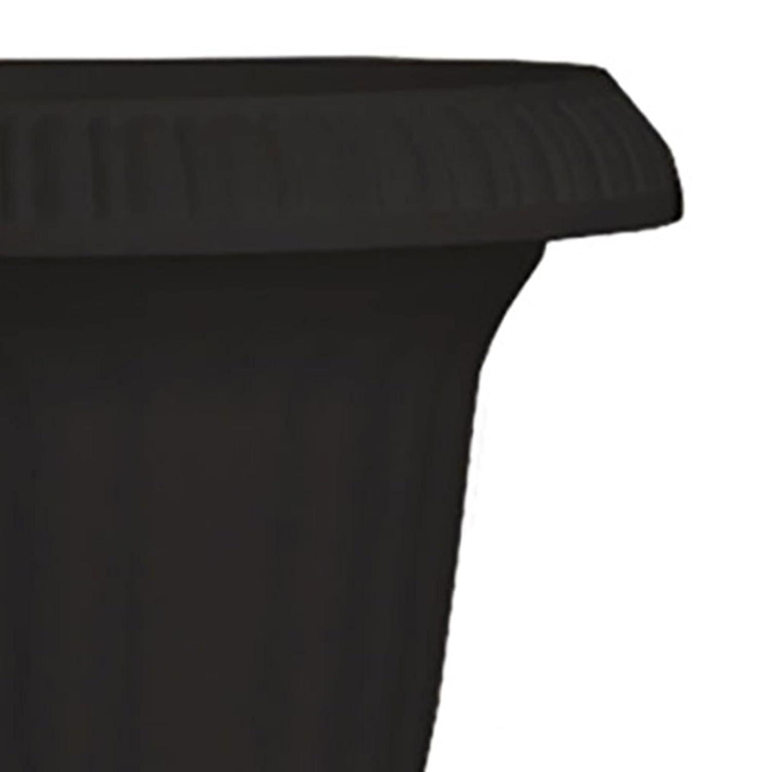 Southern Patio Large 14 Inch Outdoor Garden Lightweight Utopian Urn Planter with UV-Coated Finish for Entryways, Walkways, and More, Black (2 Pack)