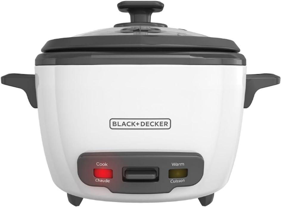 BLACK+DECKER BLACK+DECKER, Rice Cooker, Uncooked Rice, Steaming Basket, Removable Non-Stick Bowl, One Touch