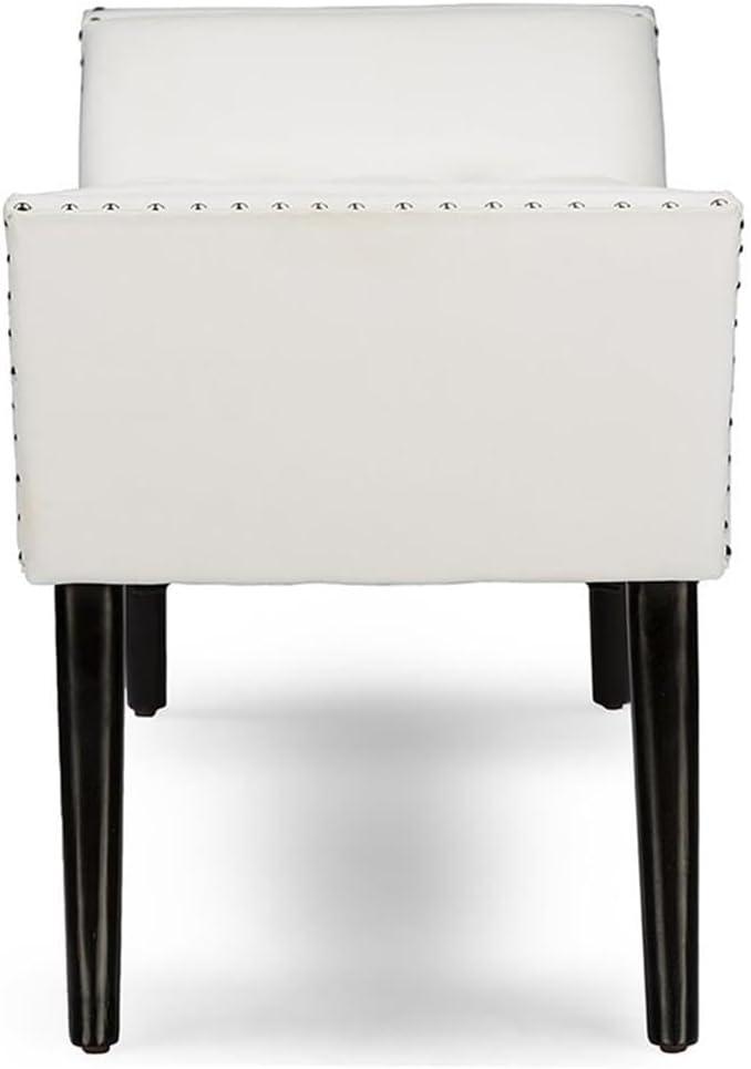 Tamblin Modern And Contemporary Faux Leather Upholstered Large Ottoman Seating Bench - White - Baxton Studio