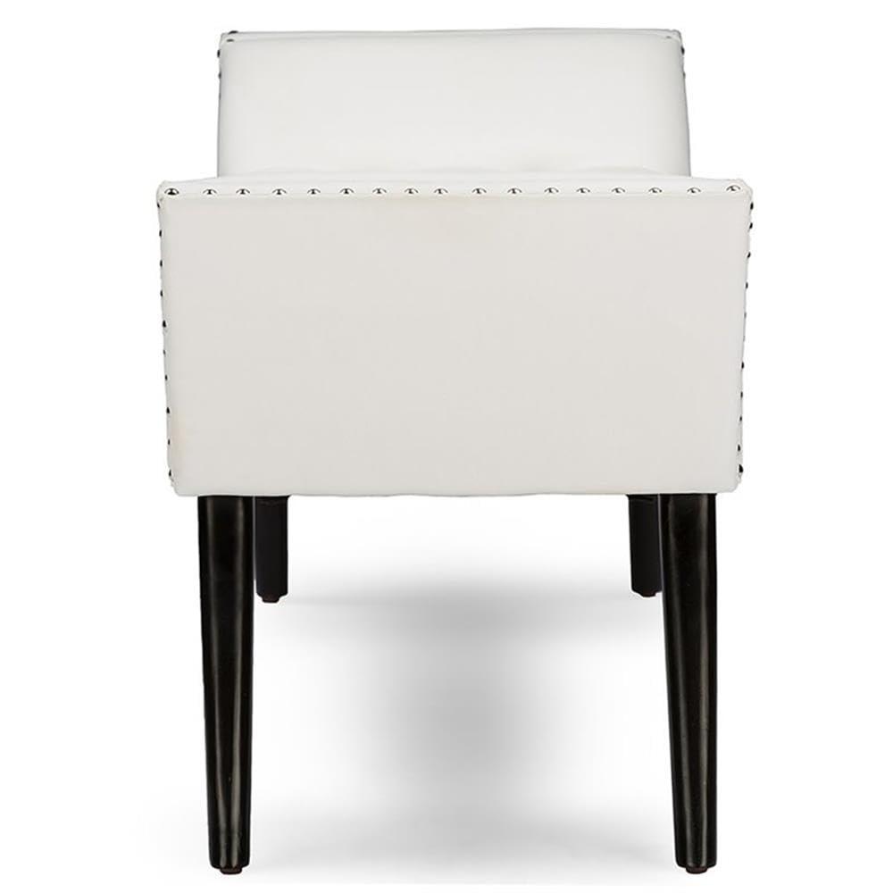 Tamblin Modern And Contemporary Faux Leather Upholstered Large Ottoman Seating Bench - White - Baxton Studio