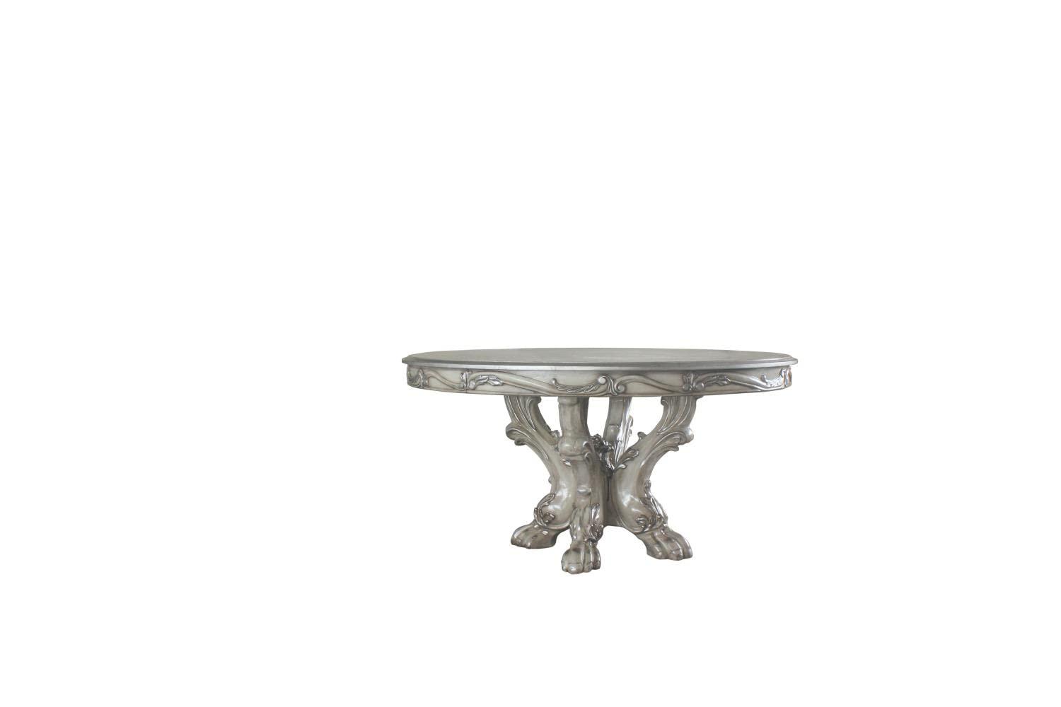 60" Dresden Dining Table Vintage Bone White - Acme Furniture: Wood Pedestal Base, Seats 4