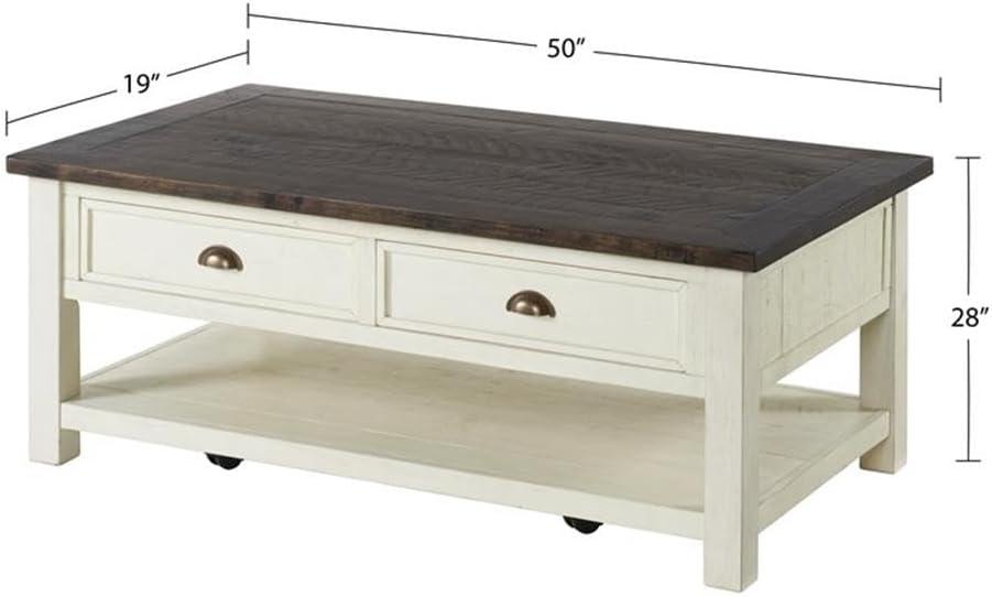 Martin Svensson Home Monterey 50" Coffee Table, Cream White and Brown