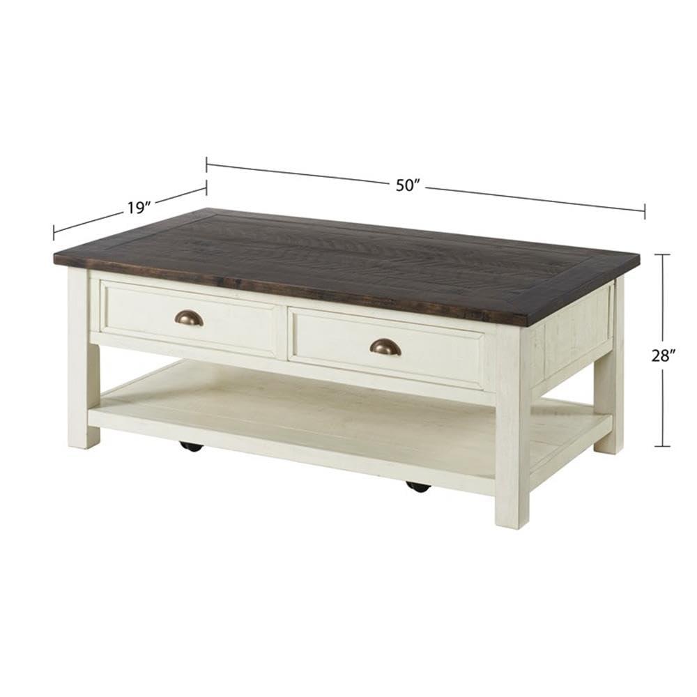 Martin Svensson Home Monterey 50" Coffee Table, Cream White and Brown