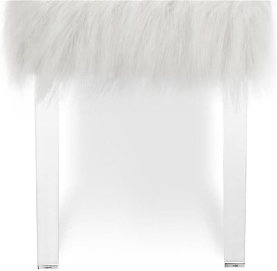 New Classic Furniture Marilyn 19.25" Upholstered Faux Fur Fabric Bench in White