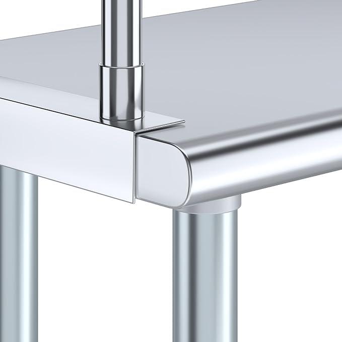 Stainless Steel Work Table with Wide Single Tier Overshelf | Metal Kitchen Prep Table & Shelving Combo (30" x 48" Work Table + 12" Overshelf)
